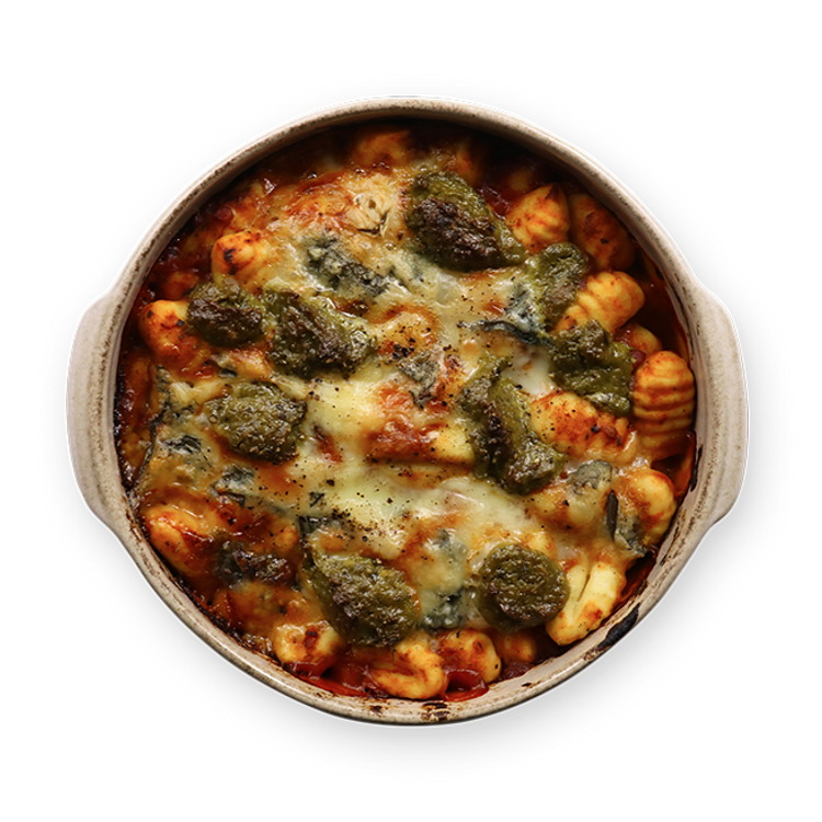 Image de la recette Gratin de gnocchis pesto & gorgonzola